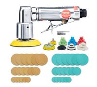 VEVOR Mini Air Sander, 2.5/5.1/7.6 cm Random Orbital Air Sander, 15000r/min High Speed Mini Pneumatic Sander Polisher for Auto Body Work, 58PCS Air Po