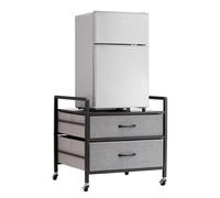 VEVOR Mini Fridge Stand with Storage 176 lb-Capacity Mini Fridge Table with 2 Drawers & 4 Swivel Wheels Mobile Mini Fridge Shelf Gray Mini Fridge