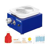 VEVOR Mini Pottery Wheel, for Kids or Beginners, 2 Turntables 2.6in/3.9in Ceramic Wheel Machine, Adjustable 0-300RPM Speed ABS Detachable Basin, 17 Pottery Accessories, Work Art Craft DIY, 30W, Blue