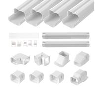 VEVOR Mini Split Line Set Cover 76.2mm W 5350mm L, PVC Decorative Pipe Line Cover For Air Conditioner with 4 Straight Ducts & Full Components Easy to Install, Paintable for Heat Pumps, White