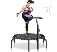 VEVOR Mini Trampoline, 54.5 Inch Fitness Rebounder, Max Load 450 lbs Exercise Trampoline, Stable & Quiet Small Trampoline with 3 Levels Height Adjustable Foam Handle, for Adults Indoor/Garden Workout