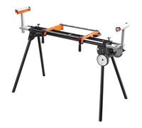 VEVOR Miter Saw Stand, 550lbs Load Capacity Steel Collapsible Stand for Miter Saw with One-piece Mounting Brackets Clamps, Adjustable Height and Lengt