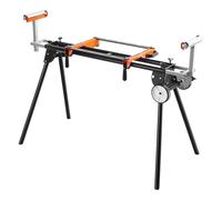 VEVOR Miter Saw Stand - 550lbs Load Capacity Steel Collapsible Stand With One-Piece Mounting Brackets Clamps, Adjustable Height and Length, Portable Compact and Folding