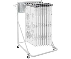 VEVOR Mobile Blueprint Storage Rack, Plan Holder with 12 Pivot Brackets, Mobile Blueprint Holder Adjustable Height & Length, Poster Display Rack for Office and Home (Rack Only Without Clamps)