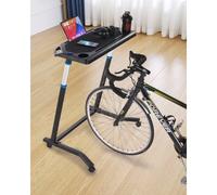 VEVOR Cycling Desk, Mobile Foldable Multi-Functional Bike Trainer & Treadmill Desk with Lockable Wheels, Non-Slip Multi-Slot Bike Trainer Fitness Desk with Handle Bar, Fit for Home Office Exercise