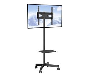 VEVOR Mobile TV Stand, Mobile TV Cart for 23 to 60 inch TVs, Height Adjustable Portable TV Stand with Wheels, with A Tray for Audio-Visual Devices, Rolling TV Stand with Mount for Bedroom, Living Room