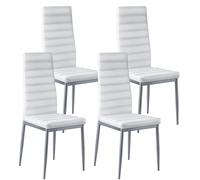 VEVOR Modern Dining Room Accent Chairs Set of 4, Upholstered Leather Side Chair for Dining Tables, Space-Saving Kitchen Table Chair with Thick Cushions and Metal Legs, White