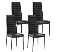 VEVOR Modern Dining Room Accent Chairs Set of 4, Upholstered Leather Side Chair for Dining Tables, Space-Saving Kitchen Table Chair with Thick Cushions and Metal Legs, Black
