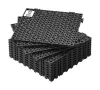 VEVOR Modular Interlocking Cushion, 12 Pack 30 x 30 cm Splicing Drainage Mats, Soft PVC Interlocking Drainage Floor Tiles, Non-Slip Drainage Holes for Restroom, Kitchen, Pool, Wet Areas, Black