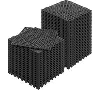 VEVOR Modular Interlocking Cushion, 50 Pack 30 x 30 cm Splicing Drainage Mats, Soft PVC Interlocking Drainage Floor Tiles, Non-Slip Drainage Hole for Restroom, Bathroom, Kitchen, Pool, Wet Area, Black