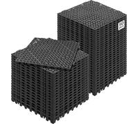 VEVOR Modular Interlocking Cushion, 50 Pack 30 x 30 cm Splicing Drainage Mats, Soft PVC Interlocking Drainage Floor Tiles, Non-Slip Drainage Hole for Restroom, Bathroom, Kitchen, Pool, Wet Area, Black
