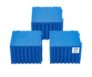 VEVOR Modular Interlocking Cushion, 50 Pack 30 x 30 cm Splicing Drainage Mats, Soft PVC Interlocking Drainage Floor Tiles, Non-Slip Drainage Holes for Restroom, Bathroom, Kitchen, Pool, Wet Area, Blue