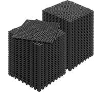 VEVOR Modular Interlocking Cushion, 55 Pack 30 x 30 cm Splicing Drainage Mats, Soft PVC Interlocking Drainage Floor Tiles, Non-Slip Drainage Holes for Restroom, Bathroom, Kitchen, Pool, Wet, Black