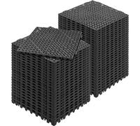 VEVOR Modular Interlocking Cushion, 55 Pack 30 x 30 cm Splicing Drainage Mats, Soft PVC Interlocking Drainage Floor Tiles, Non-Slip Drainage Holes for Restroom, Bathroom, Kitchen, Pool, Wet, Black