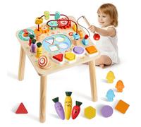VEVOR Montessori Activity Table for Babies 6 Months and Above Wooden Learning Table for Baby, Develop Coordination, Sense of Rhythm for Children, Boys, Girls, Birthday Gift, 8 in 1