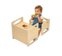 VEVOR Montessori Weaning Table and Chair Set, Wooden Toddler Table and Chair Set for Aged 1-5, Adjustable Height Kids Montessori Chair and Activity Table, Ideal for Reading, Eating, Playing - Natural