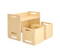 VEVOR Montessori Weaning Table and Chair Set, Wooden Toddler Table and Chair Set with 2 Chairs, Adjustable Height Montessori Chair and Activity Table, Ideal for Reading, Eating, Playing - Natural