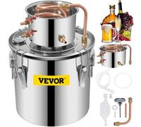 VEVOR Moonshine Still Distiller 5Gal 21L Stainless Steel Water Distiller Copper Tube Home Brewing Kit Build-in Thermometer for DIY Whisky Wine Brandy