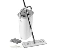 VEVOR Mop and Bucket with Wringer Set Wet & Dry Use Flat Mop and Bucket System with 3 Washable Microfiber Pads Flat Mop with Stainless Steel Handle