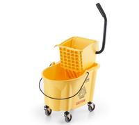 VEVOR Mop Bucket with Wringer, 26 Qt. Commercial Mop Bucket with Side Press Wringer, Side-Press Mop Bucket and Wringer Combo on Wheels, for Profession