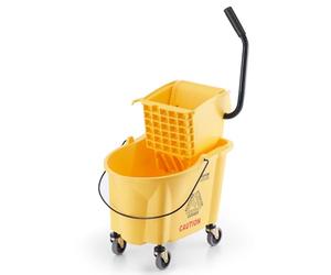 VEVOR Mop Bucket with Wringer, 26 Qt. Commercial Mop Bucket with Side Press Wringer, Side-Press Mop Bucket and Wringer Combo on Wheels, for Professional/Industrial/Business Floor Cleaning, Yellow