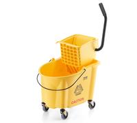 VEVOR Mop Bucket & Wringer Combo on Wheels, 35 Qt. Side-Press Mop Bucket for Professional/Industrial/Business Floor Cleaning, Yellow