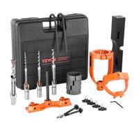 VEVOR Mortising Attachment for Drill Press, 4 Model Drills Square Hole Chisel Set, Bench Drill Locator Set Mortise and Tenon Tools with 5 Bushings, for Woodworking Mortising Tenoning Drilling Machine