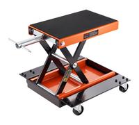 VEVOR Motorcycle Lift, 500 kg Motorcycle Lift ATV Scissor Lift Jack with Dolly & Hand Crank, Center Hoist Crank Stand with Wide Deck & Tool Tray for Street Bikes, Cruiser Bikes, Touring Motorcycles