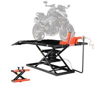 VEVOR Motorcycle Lift Table, 1500lbs Weight Capacity, Pneumatic Motorcycle Jack, 8.6-31 in Height Range, Heavy Duty Bike Repair Stand with Removable Workbench, Repair Platform for ATVs, Dirt Bike