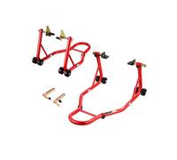 VEVOR Motorcycle Stand Lift, 850lbs Capacity Front Rear Combo Stand Lift, Front Wheel Dual-Fork Stand, Rear U+L Fork Swingarm Spool Stand, for Most Yamaha Honda Kawasaki Suzuki Motorcycles, Red