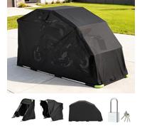 VEVOR Motorcycle Storage Shelter with Security Lock, 600D Oxford Flip-Up | Garage Tent, Heavy-Duty All-Weather Motorcycle Cover with Ventilation Windows, 110x43 x 63 in Outdoor Vehicle Shelter, Black