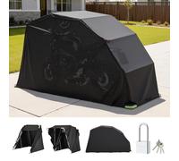 VEVOR Motorcycle Storage Shelter with Security Lock, 600D Oxford Flip-Up | Garage Tent, Heavy-Duty All-Weather Motorcycle Cover with Ventilation Windows, 136x54x75 in Outdoor Vehicle Shelter, Black