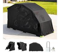 VEVOR Motorcycle Storage Shelter with Security Lock, 600D Oxford Flip-Up | Garage Tent, Heavy-Duty All-Weather Motorcycle Cover with Ventilation Windows, 110x43 x 63 in Outdoor Vehicle Shelter, Black