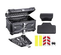 VEVOR Motorcycle Top Case, Universal Aluminum Alloy Motorbike Tail Box with Leather Lining, 65L Waterproof Detachable Motorcycle Top Box with Lock & Back Cushion, Fit for 99% of Motorcycle Frames