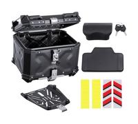VEVOR Motorcycle Top Case, Universal Aluminum Alloy Motorbike Tail Box with Leather Lining, 45L Waterproof Detachable Motorcycle Top Box with Lock & Back Cushion, Fit for 99% of Motor Frames