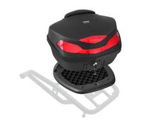 VEVOR Motorcycle Top Case, Universal Durable PP Material Motorbike Tail Box with Reflective Panel, 48L Waterproof Detachable Motorcycle Top Box with Multi-Hole Base, Fit for 99% of Motorcycle Frames
