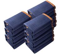 VEVOR Moving Blankets, 80" x 72", 65 lbs/dz Weight, 12 Packs, Professional Non-Woven & Recycled Cotton Packing Blanket, Heavy Duty Mover Pads for Protecting Furniture, Floors, Appliances, Blue/Orange