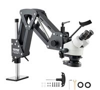 VEVOR Multi-Directional Microscope with Spring Bracket, 7X-45X Magnification Jewelry Microscope, Micro Jewelry Inlaid Stand with Integrated USB Ring LED Light, for Jewelers Inlay