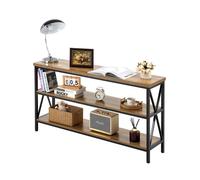 VEVOR Narrow Console Sofa Table, 55.1 inches Behind Couch Table, 3-Tier Long Entryway Table and Skinny Hallway Table, Narrow Sofa Table with Metal Frame, for Entryway, Hallway, Living Room & Bedroom