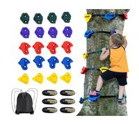 VEVOR Ninja Tree Climbing Kit 20 Rock Climbing Holds & 6 Ratchets Large Climbing Rocks for Kids & Adults Outdoor Backyard Ninja Tree Obstacle Course