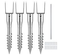 VEVOR No Dig Ground Anchor, 4 Pack 3.94 x 2.76 x 27.56 in/10 x 7 x 70 cm DIY Screw in Post Stake, Includes 6 Lag Bolts & a Rebar, U-Shape Heavy Duty S