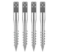 Vevor No Dig Ground Anchor, 4 Pack 3.94X2.76X27.56 In Diy Screw In Post Stake, Includes 6 Lag Bolts & A Rebar, U-Shape
