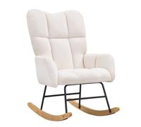 VEVOR Nursery Rocking Chair, 250 lbs Weight Capacity Teddy Fabric Upholstered Glider Rocker Chair with Soft Seat and High Backrest, Nursing Chair for