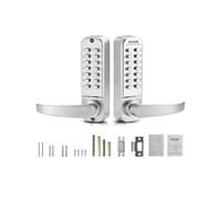 VEVOR OL-209S2-BB-C-03 Entry 14 Key, Mechanical Keypad Door Handle, Double-Sided Stainless Steel Waterproof Keyless Gate Lock, for Home Office Yard, Sliver, Silver