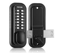 VEVOR OL601HD2-B-01 Mechanical Keyless Entry 14 Digit, Water-Proof Zinc Alloy, Outdoor Gate Door Locks Set with Surface-Mounted Latch, Keypad and Knob, Easy to Install, for Garden, Garage, Yard, Black