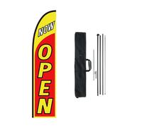VEVOR Open Feather Flag with Pole Kit 16.3 Feet Advertising Flags for Business Outside with Fiberglass Pole Ground Stake Now Open Theme Swooper Flag