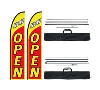 VEVOR Open Flags with Pole Kit, Advertising Flags for Business Outside, Advertising Feather Flag Kit, Includes 2 Banner Flags, 2 Poles, 2 Ground Stake