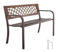 VEVOR Outdoor Bench, 116 cm, Carbon Steel Metal Frame with PVC Mesh Pattern Backrest and Round Edge Armrests, Weatherproof Outside Bench for Patio, Garden, Park, Yard, Front Porch, Antique Bronze