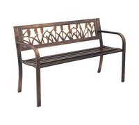 VEVOR Outdoor Bench, 127 cm, Carbon Steel Metal Frame with PVC Floral Pattern Backrest and Round Edge Armrests, Weatherproof Outside Bench for Patio,