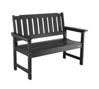 VEVOR Outdoor Bench, 128 cm, 363 kg Weight Capacity for 2-3 Persons, Weatherproof Plastic Frame with Backrest and Wide Armrests, Outside Bench for Patio, Garden, Park, Yard, Front Porch, Black